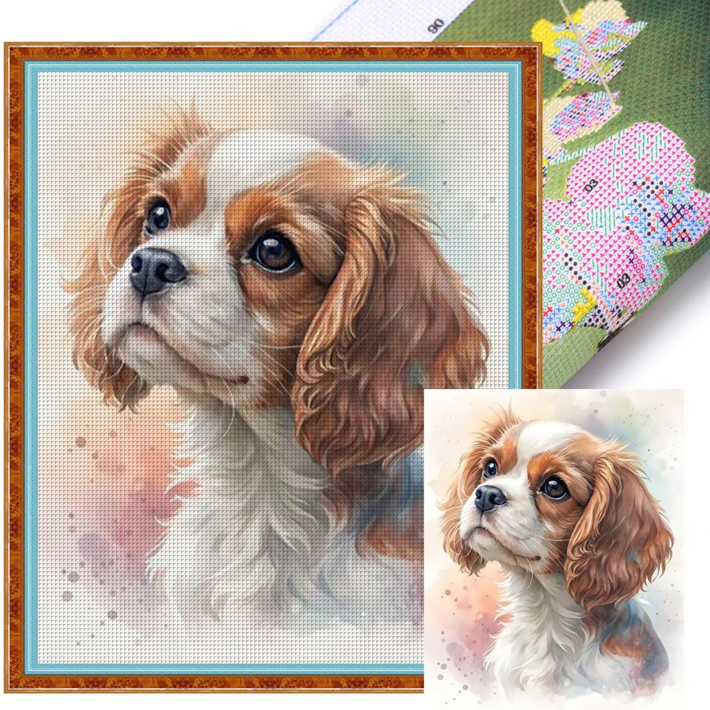 Cavalier King Charles Spaniel-Dog - Full 11CT Stamped Cross Stitch 40x50CM - Huacan