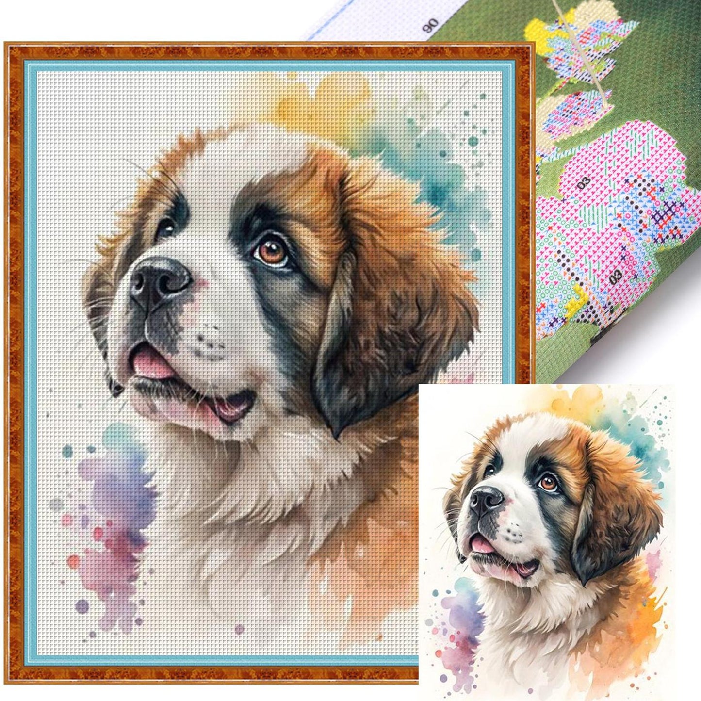 Saint Bernard-Dog - Full 11CT Stamped Cross Stitch 40x50CM - Huacan