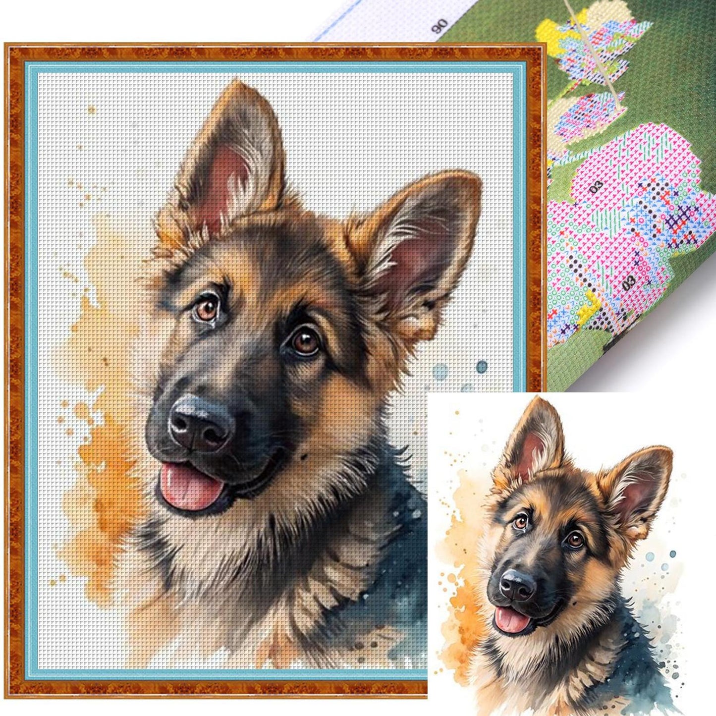 German Shepherd-Dog - Full 11CT Stamped Cross Stitch 40x50CM - Huacan
