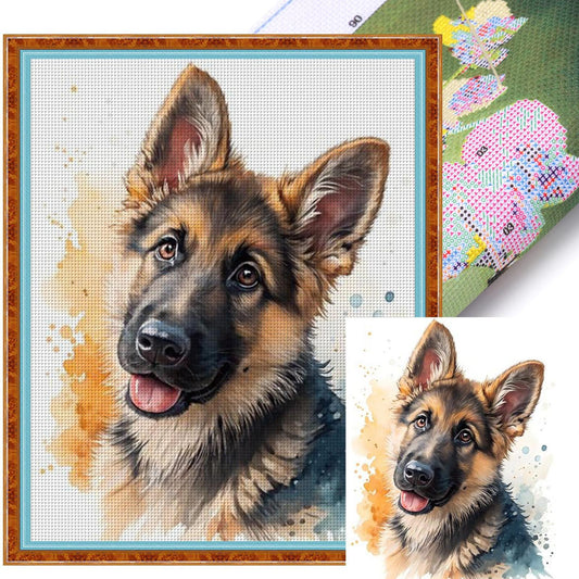 German Shepherd-Dog - Full 11CT Stamped Cross Stitch 40x50CM - Huacan
