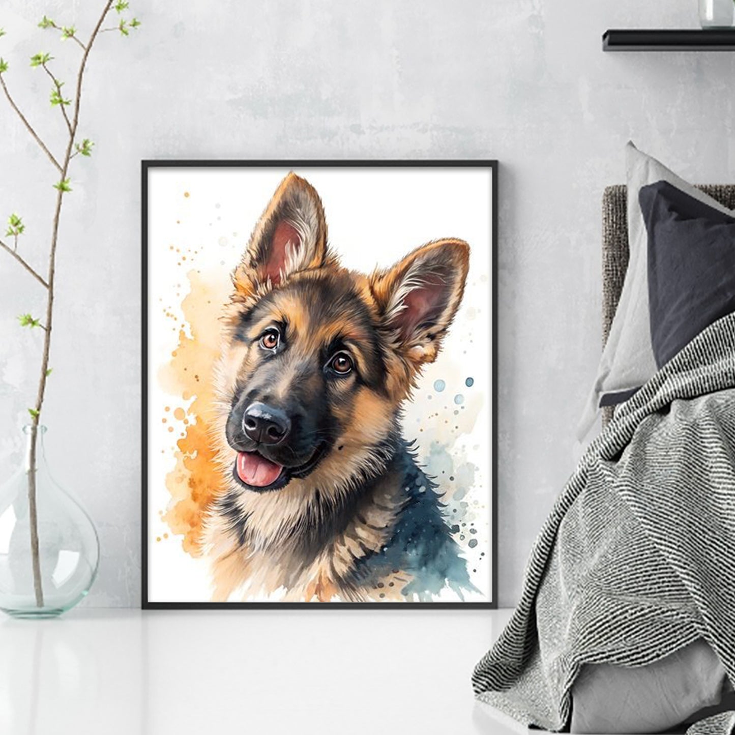 German Shepherd-Dog - Full 11CT Stamped Cross Stitch 40x50CM - Huacan