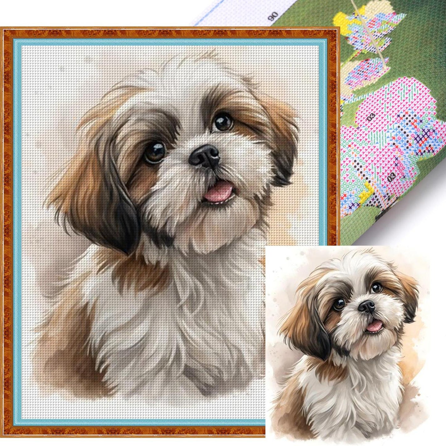 Shih Tzu-Dog - Full 11CT Stamped Cross Stitch 40x50CM - Huacan