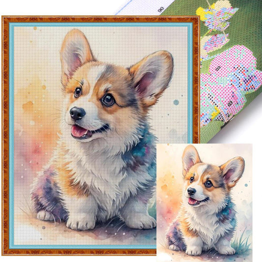 Corgi-Dog - Full 11CT Stamped Cross Stitch 40x50CM - Huacan