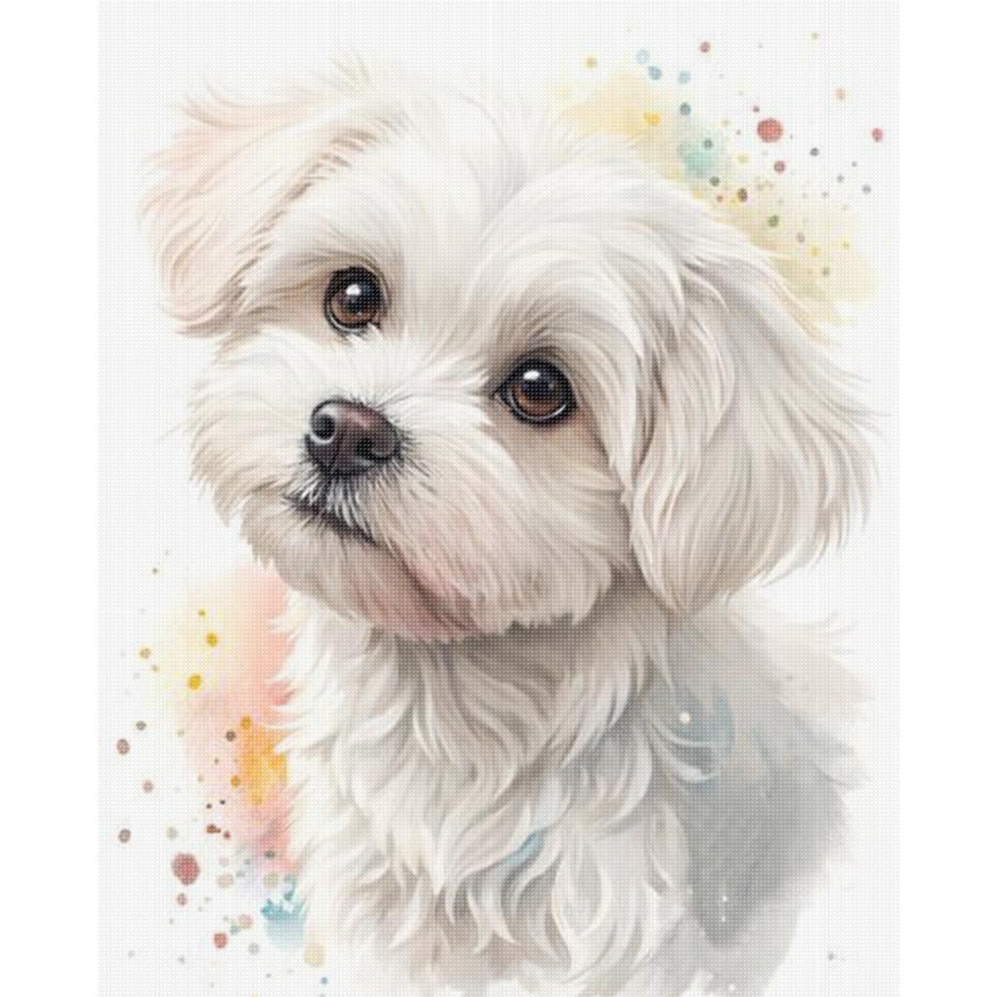 Maltese-Dog - Full 11CT Stamped Cross Stitch 40x50CM - Huacan