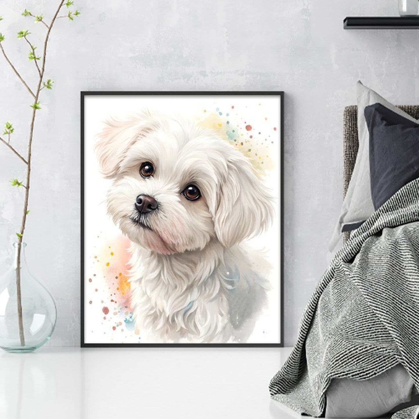Maltese-Dog - Full 11CT Stamped Cross Stitch 40x50CM - Huacan
