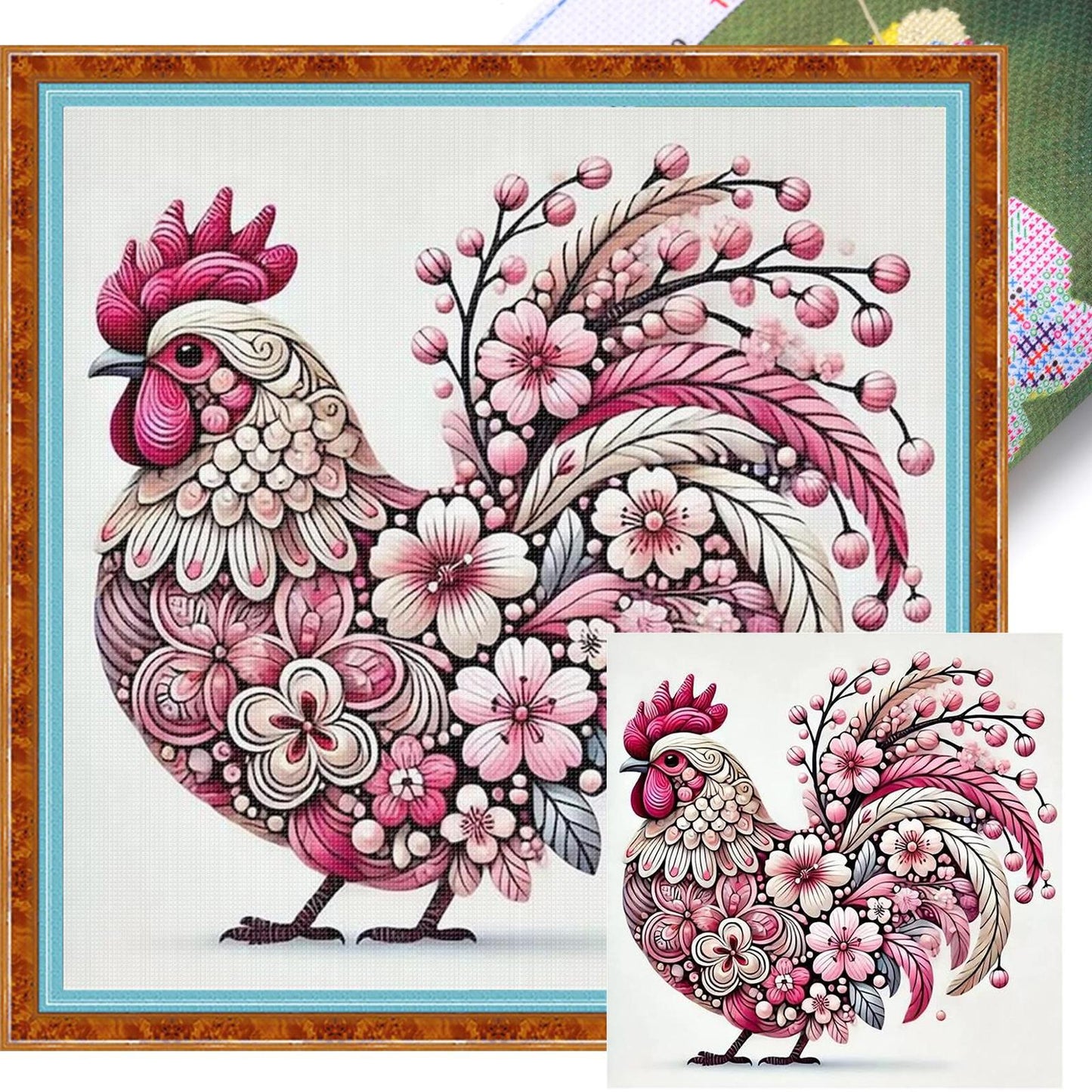 Chicken - Full 11CT Stamped Cross Stitch 40x40CM - Huacan