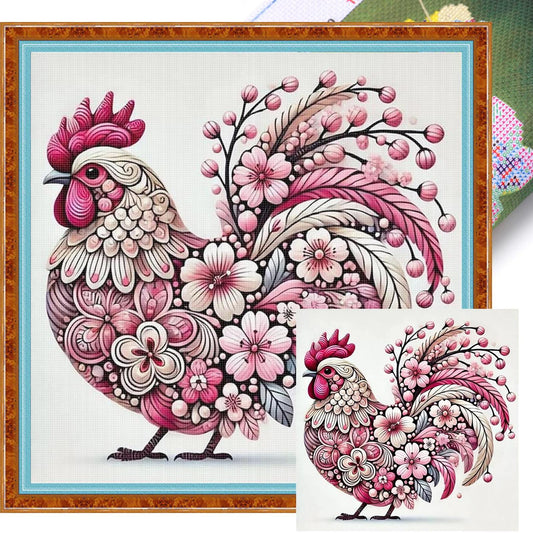Chicken - Full 11CT Stamped Cross Stitch 40x40CM - Huacan