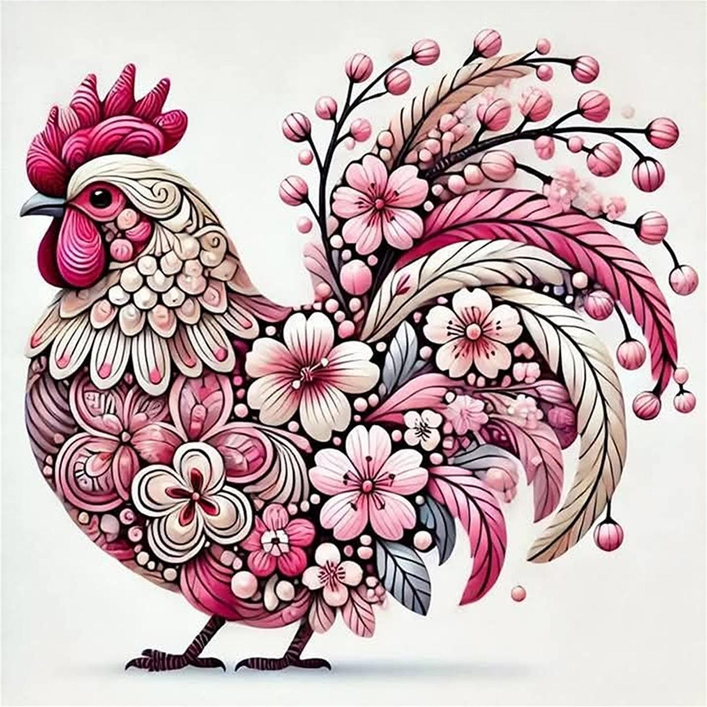 Chicken - Full 11CT Stamped Cross Stitch 40x40CM - Huacan