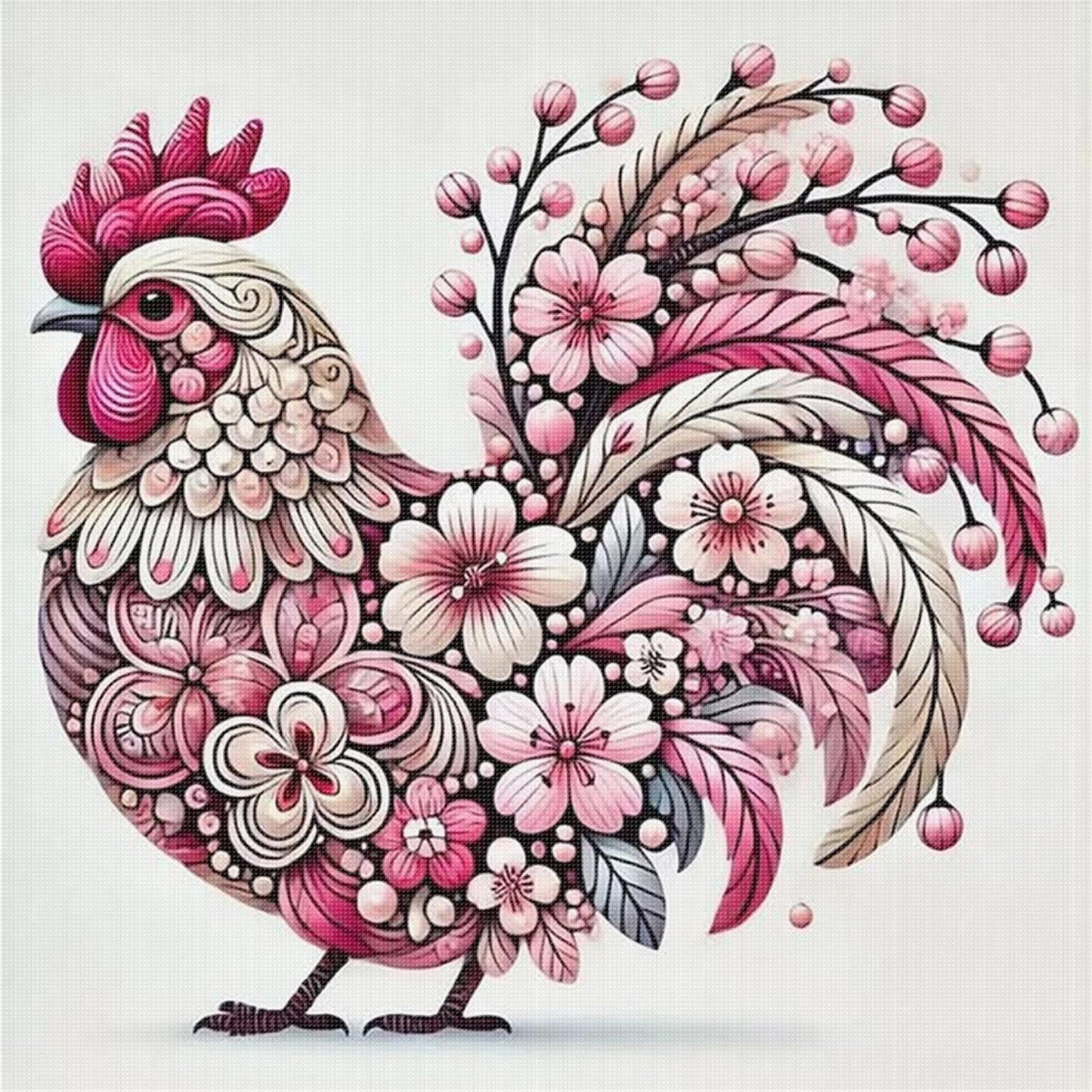 Chicken - Full 11CT Stamped Cross Stitch 40x40CM - Huacan