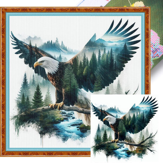 Eagle Silhouette - Full 11CT Stamped Cross Stitch 50x50CM - Huacan