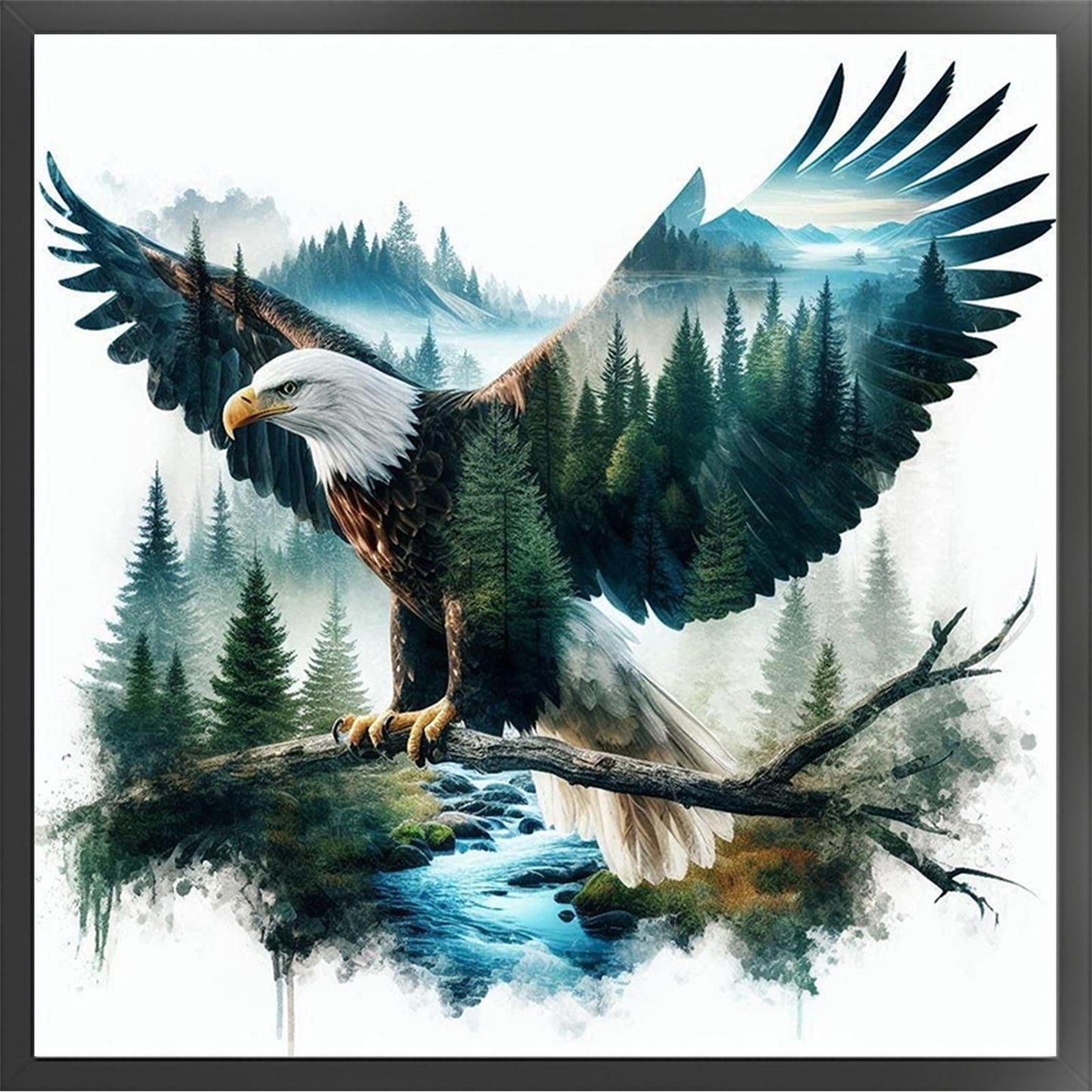 Eagle Silhouette - Full 11CT Stamped Cross Stitch 50x50CM - Huacan