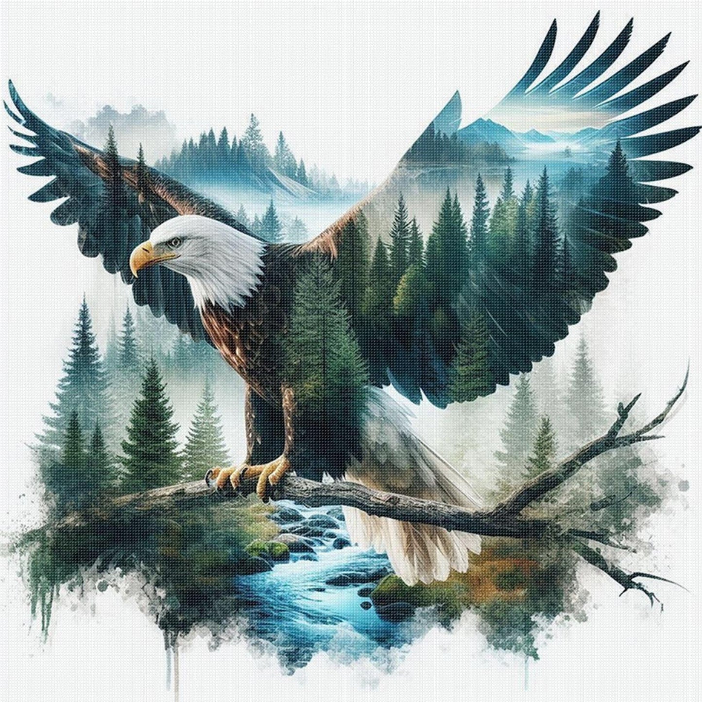 Eagle Silhouette - Full 11CT Stamped Cross Stitch 50x50CM - Huacan