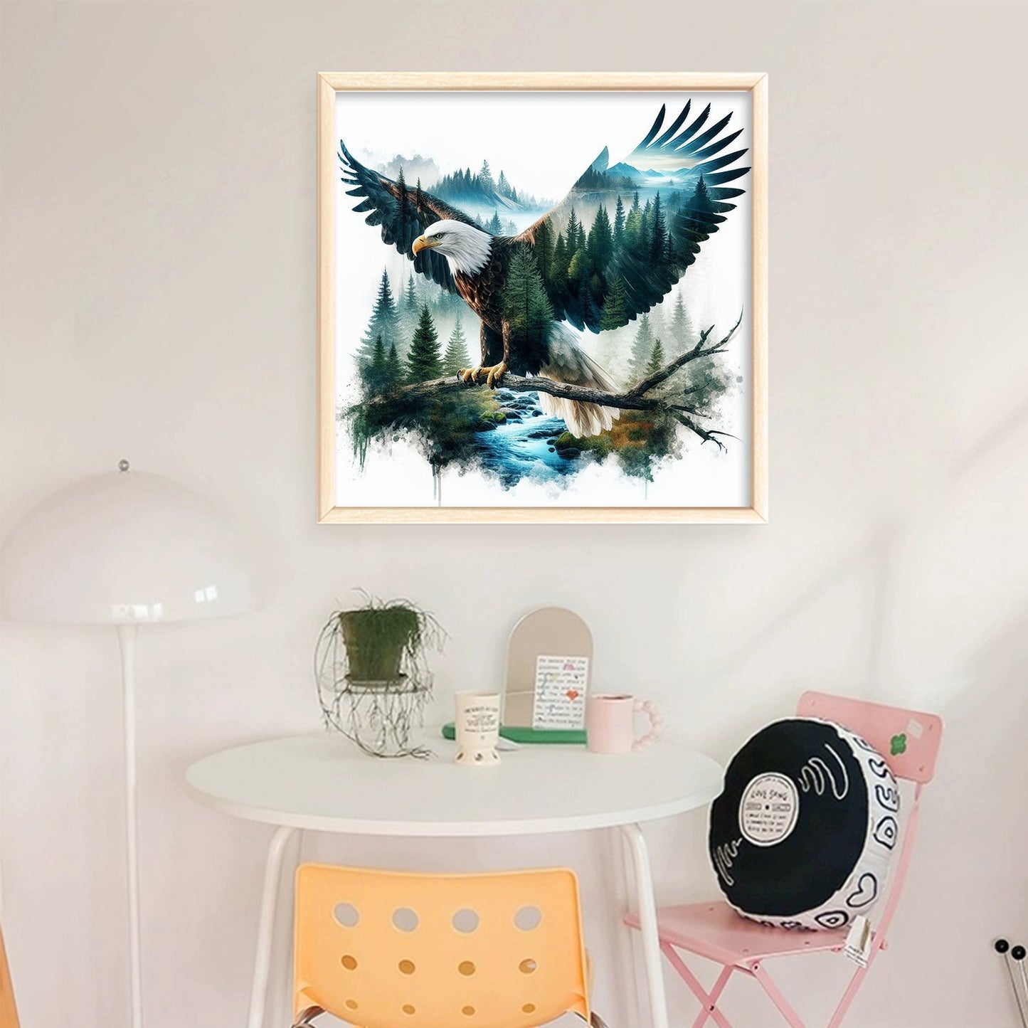 Eagle Silhouette - Full 11CT Stamped Cross Stitch 50x50CM - Huacan