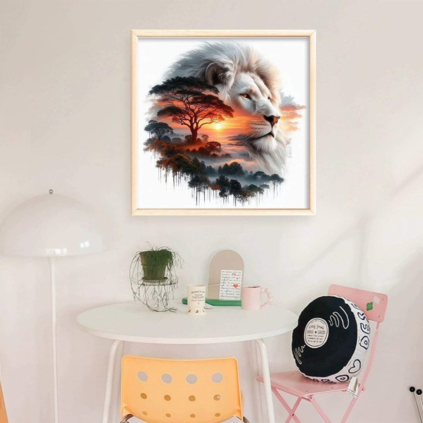Lion Silhouette - Full 11CT Stamped Cross Stitch 50x50CM - Huacan