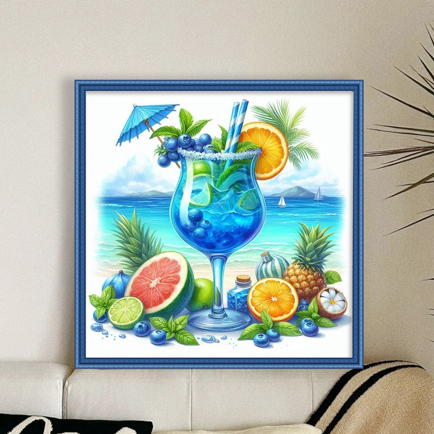 Beach Drinks - Full 11CT Stamped Cross Stitch 40x40CM - Huacan