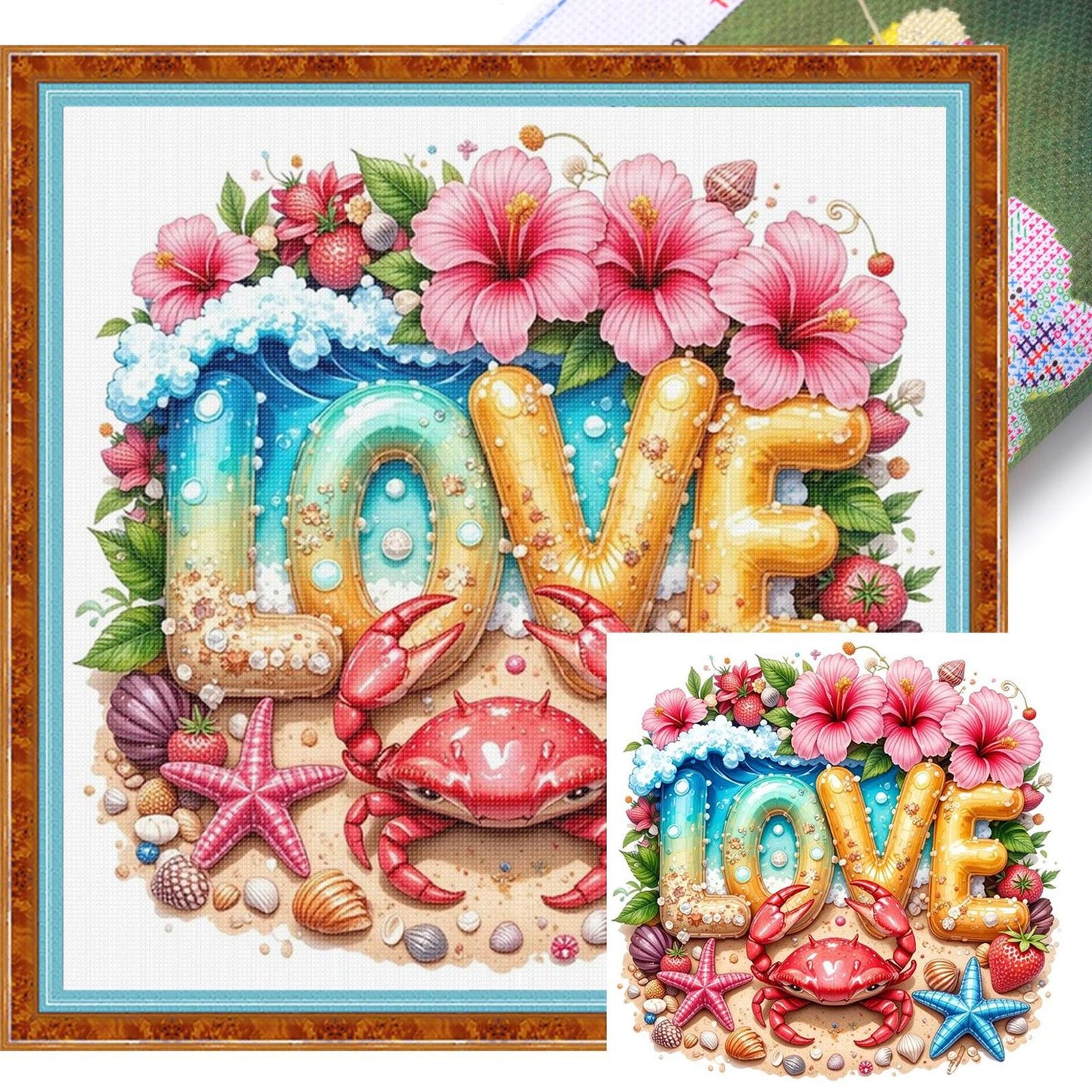 Beach Crab - Full 11CT Stamped Cross Stitch 40x40CM - Huacan