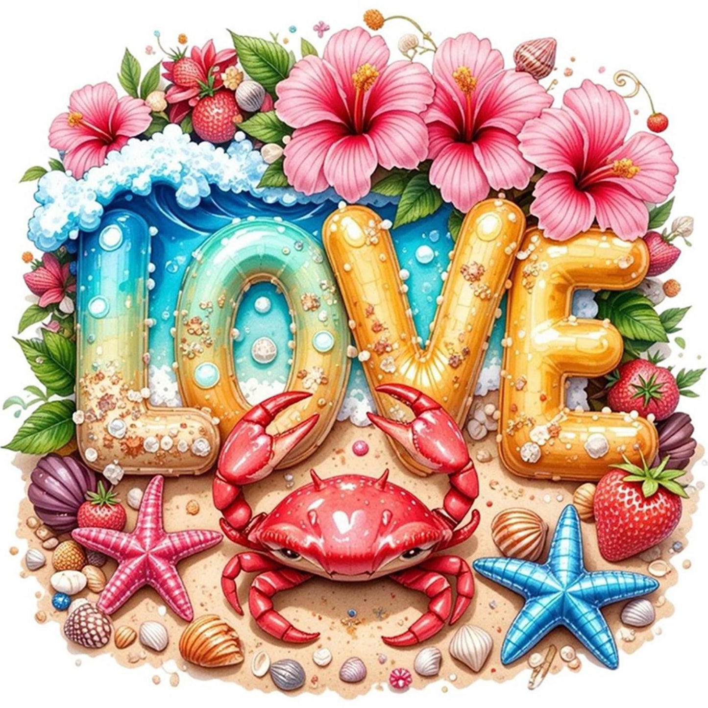 Beach Crab - Full 11CT Stamped Cross Stitch 40x40CM - Huacan