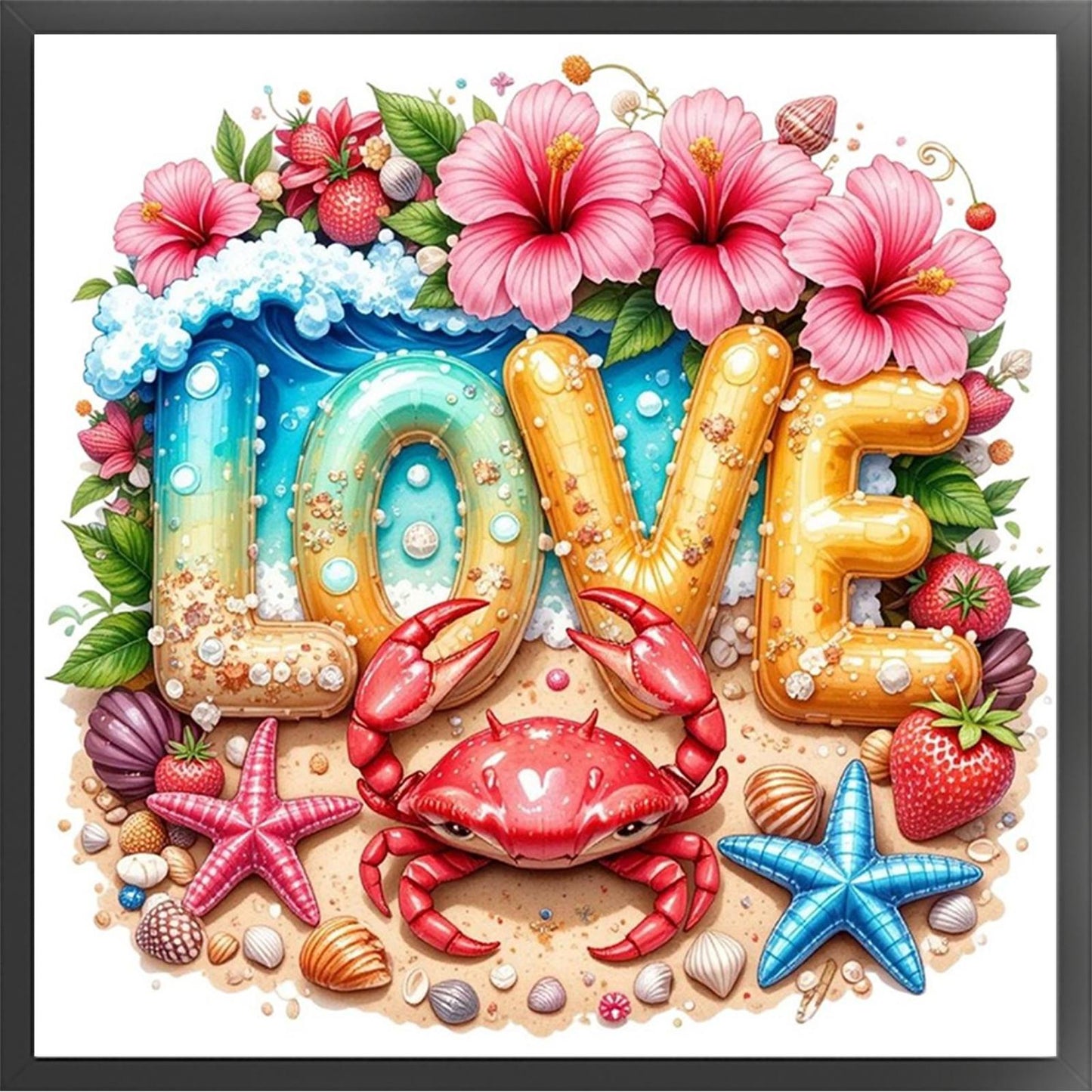 Beach Crab - Full 11CT Stamped Cross Stitch 40x40CM - Huacan