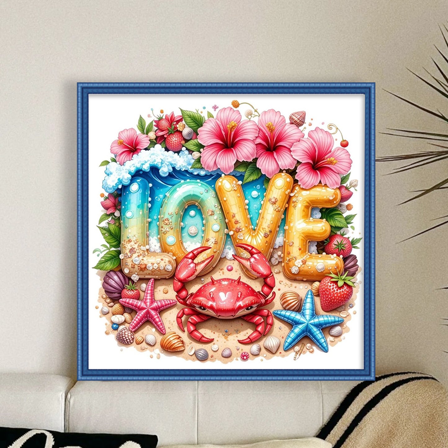 Beach Crab - Full 11CT Stamped Cross Stitch 40x40CM - Huacan