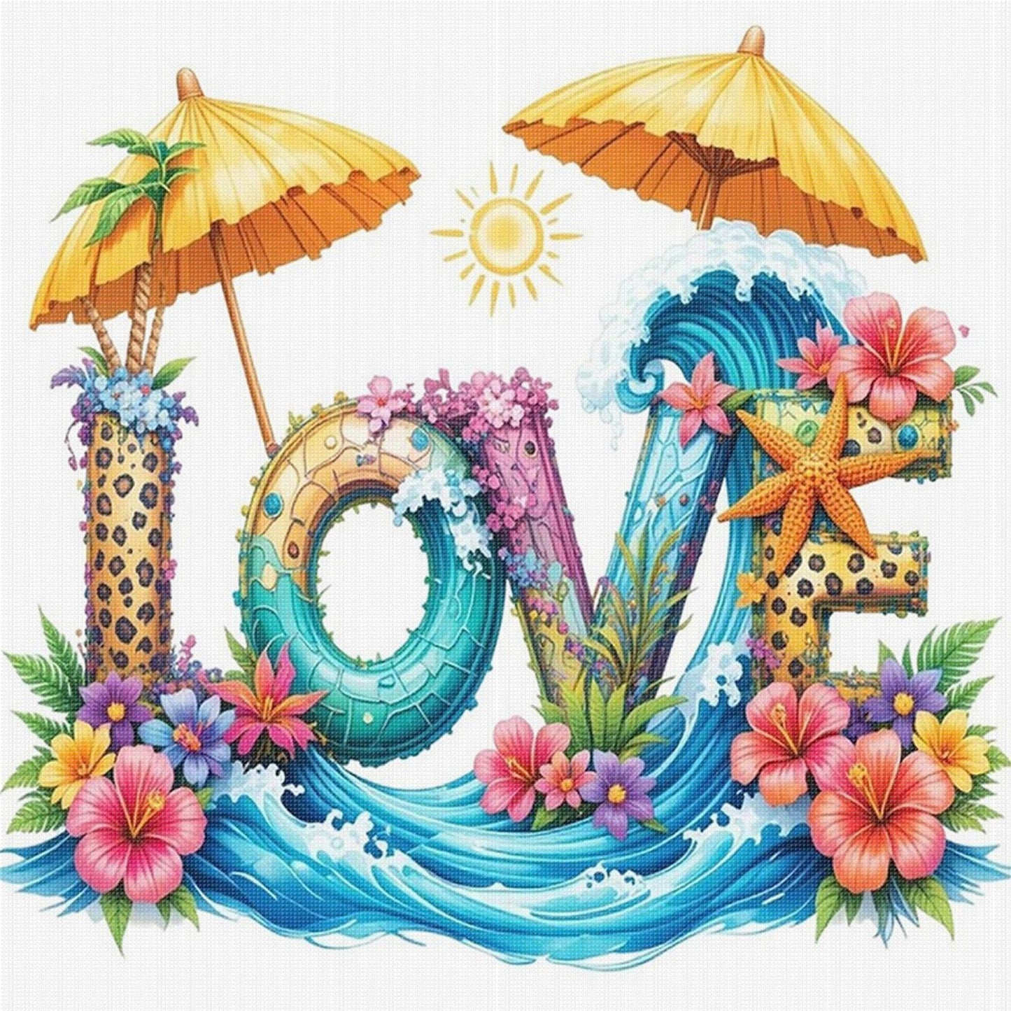Seaside Vacation - Full 11CT Stamped Cross Stitch 40x40CM - Huacan
