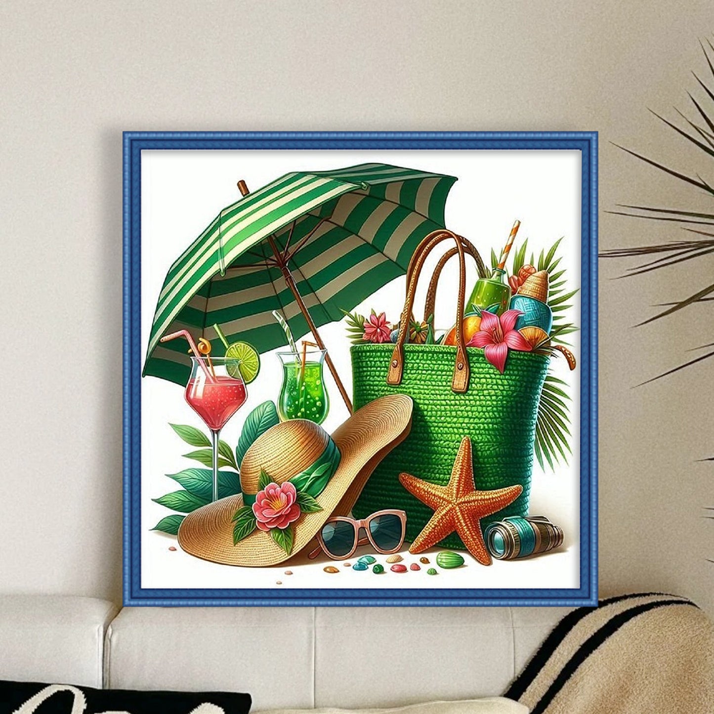 Beach Parasol - Full 11CT Stamped Cross Stitch 40x40CM - Huacan