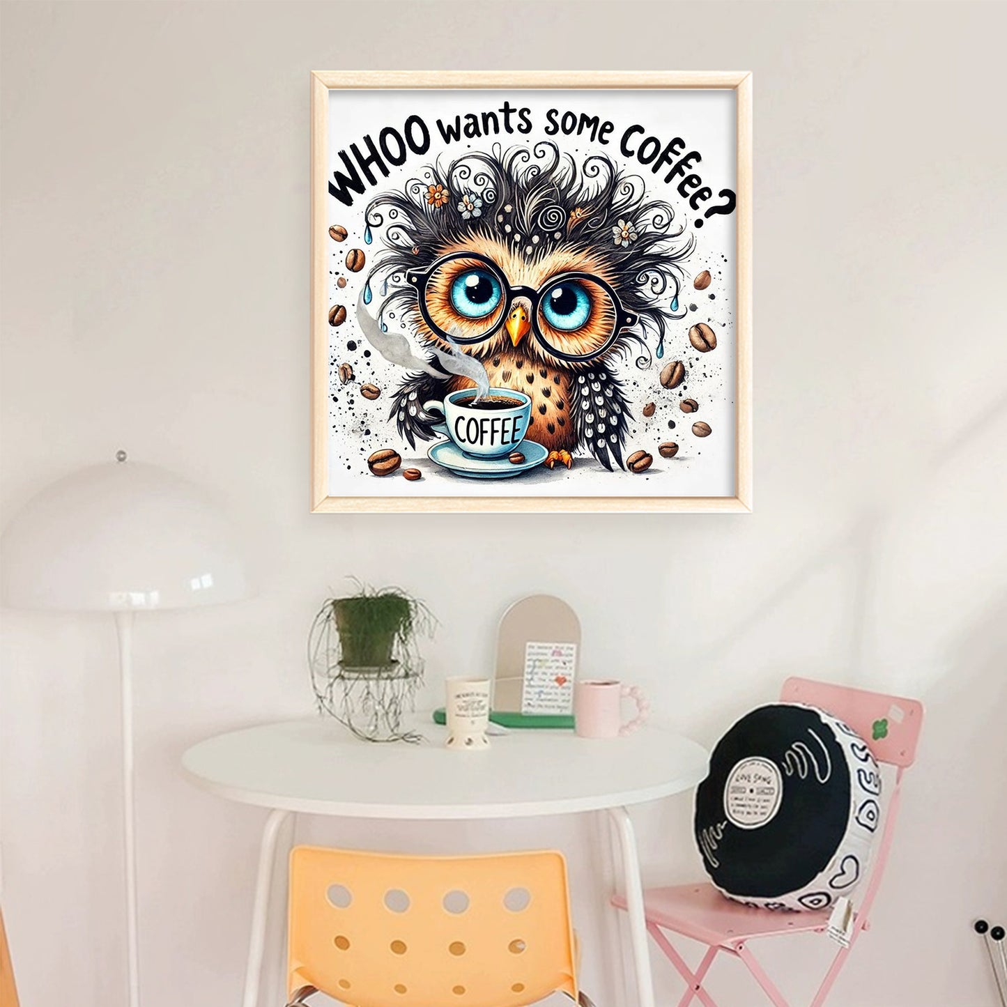 Coffee Owl - Full 11CT Stamped Cross Stitch 40x40CM - Huacan