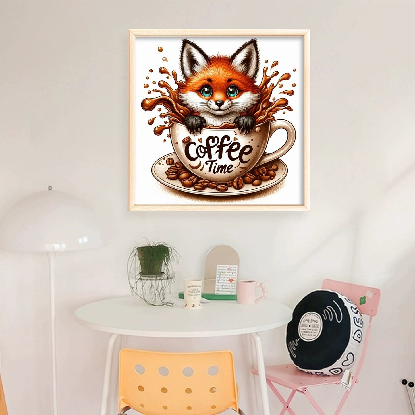 Coffee Fox - Full 11CT Stamped Cross Stitch 40x40CM - Huacan