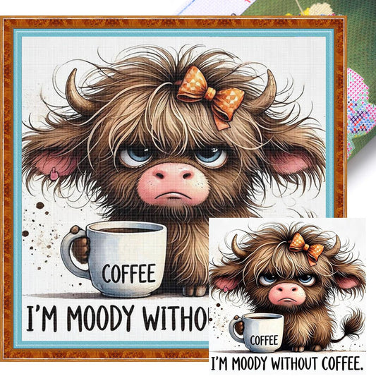 Coffee Yak - Full 11CT Stamped Cross Stitch 40x40CM - Huacan