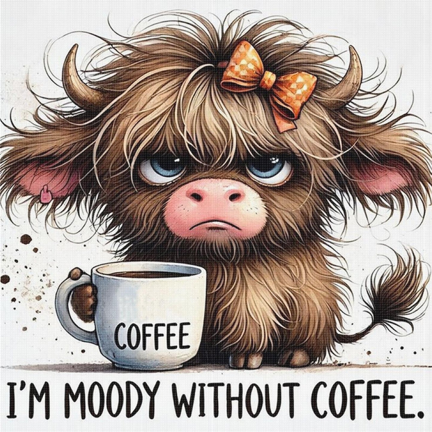 Coffee Yak - Full 11CT Stamped Cross Stitch 40x40CM - Huacan