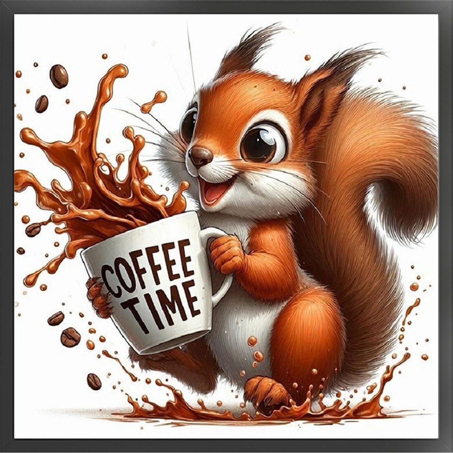 Coffee Squirrel - Full 11CT Stamped Cross Stitch 40x40CM - Huacan