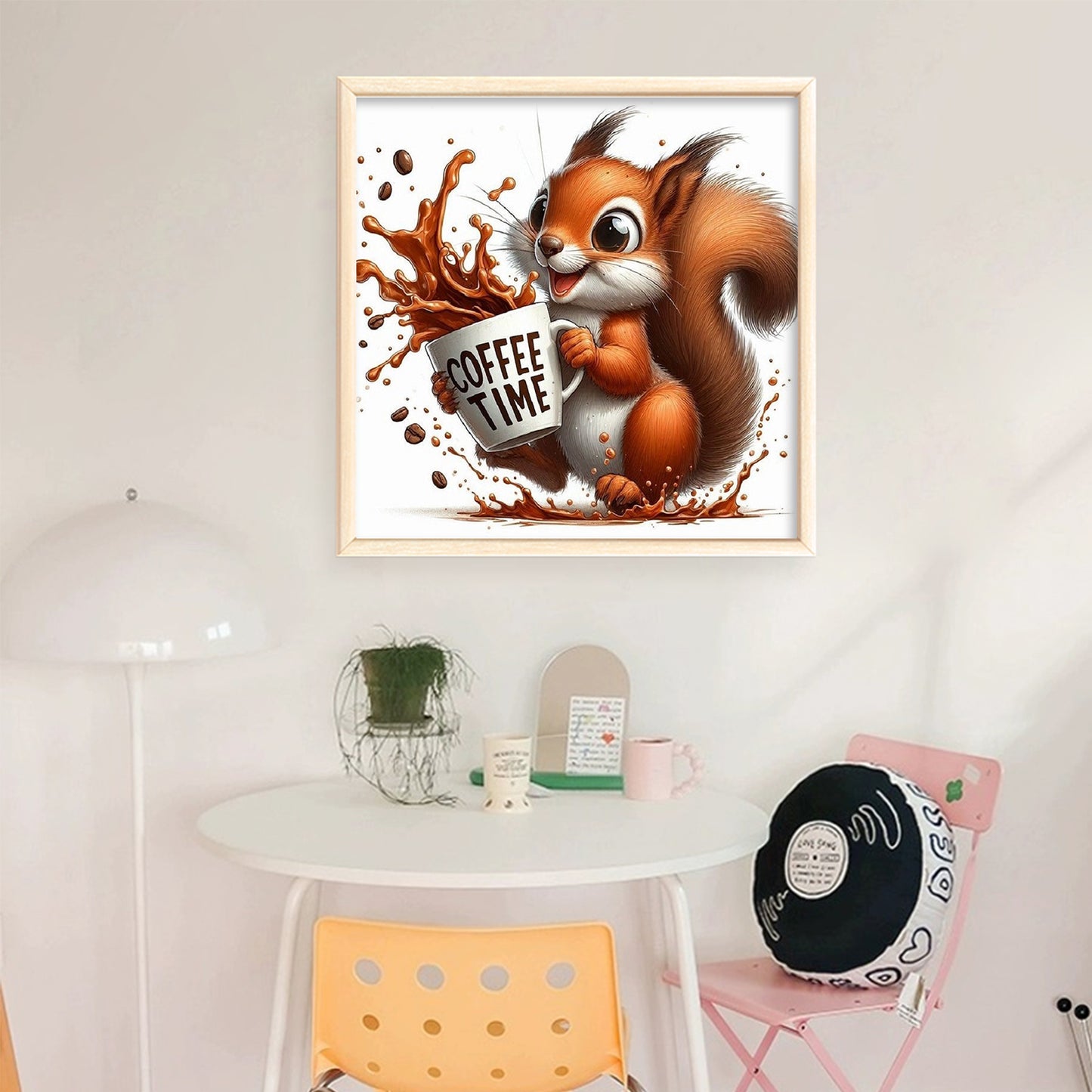 Coffee Squirrel - Full 11CT Stamped Cross Stitch 40x40CM - Huacan