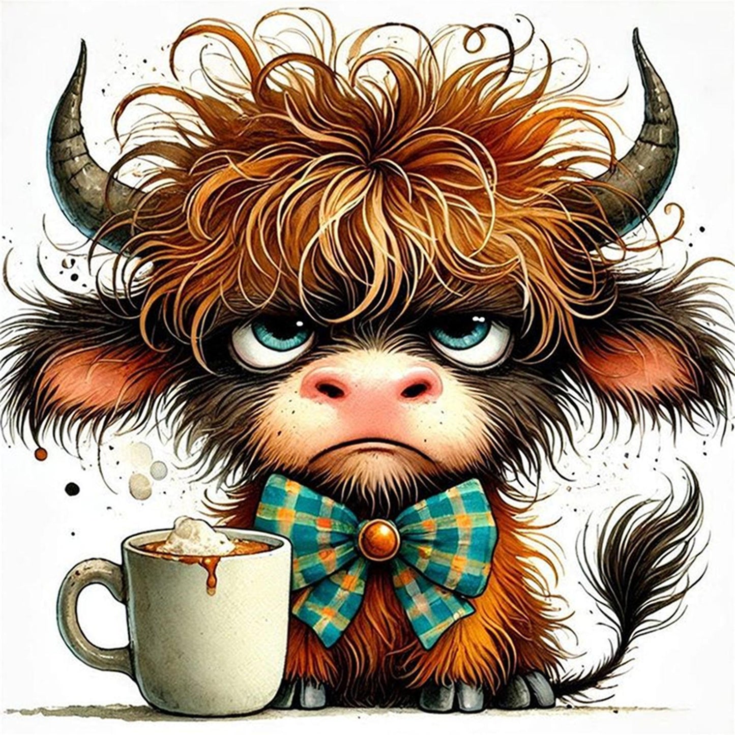 Coffee Yak - Full 11CT Stamped Cross Stitch 40x40CM - Huacan