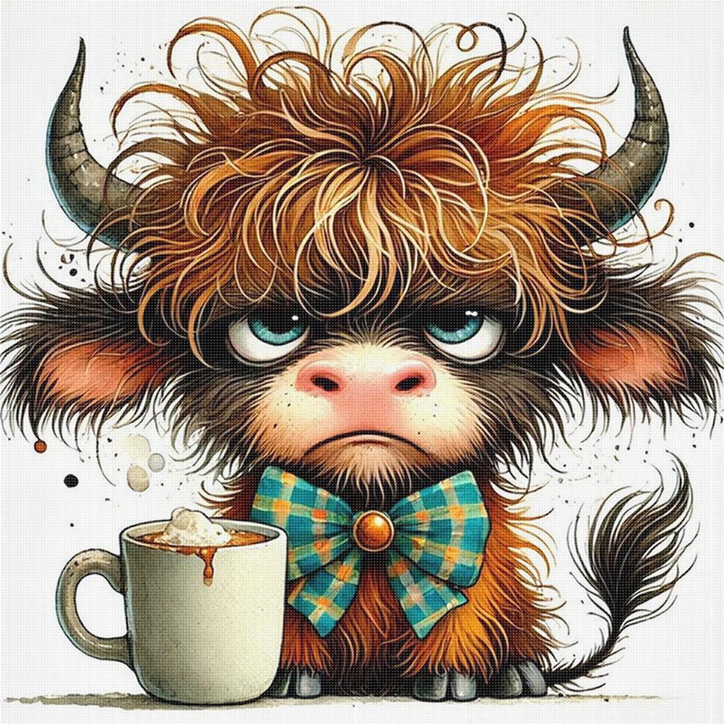 Coffee Yak - Full 11CT Stamped Cross Stitch 40x40CM - Huacan