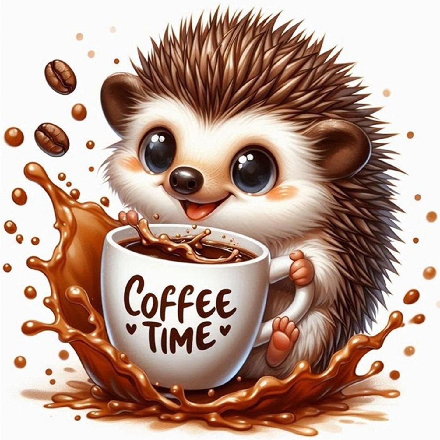 Coffee Hedgehog - Full 11CT Stamped Cross Stitch 40x40CM - Huacan