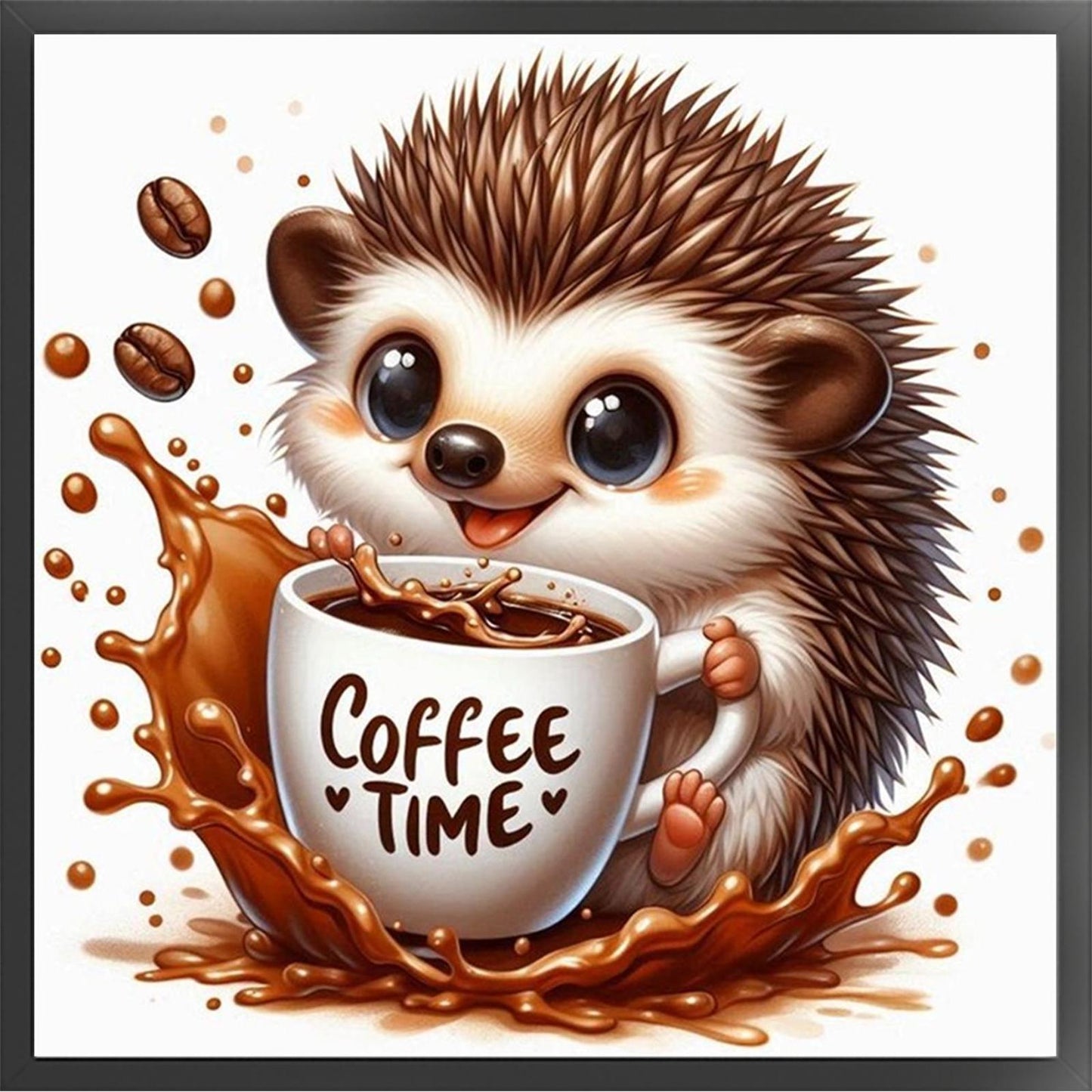 Coffee Hedgehog - Full 11CT Stamped Cross Stitch 40x40CM - Huacan