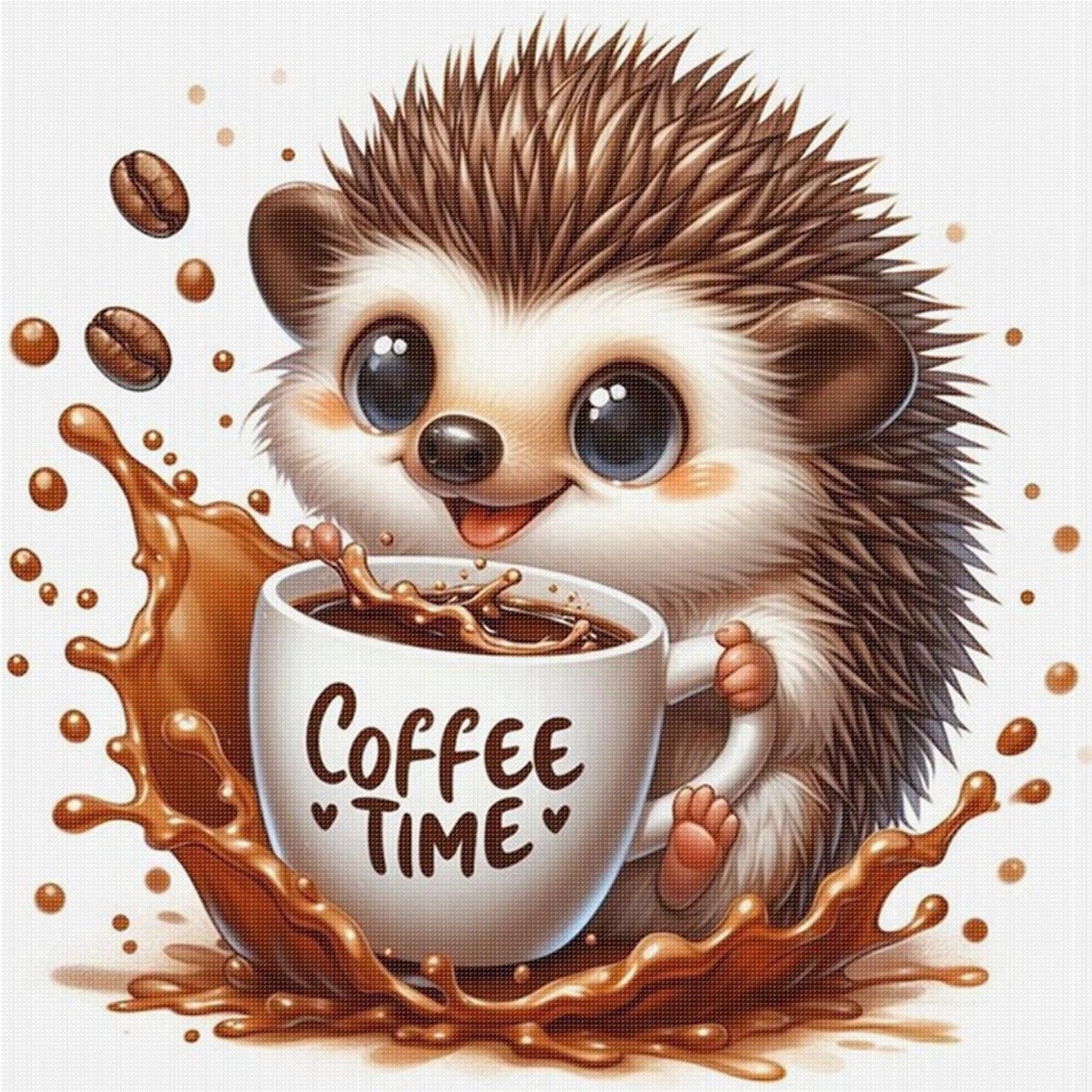 Coffee Hedgehog - Full 11CT Stamped Cross Stitch 40x40CM - Huacan