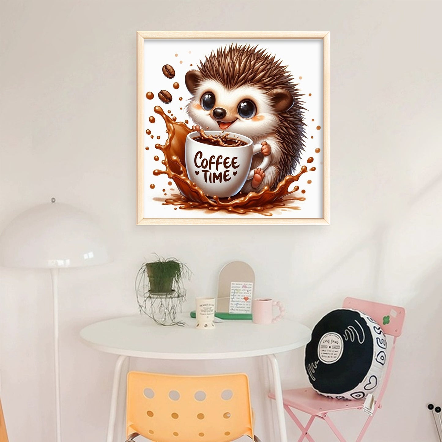 Coffee Hedgehog - Full 11CT Stamped Cross Stitch 40x40CM - Huacan