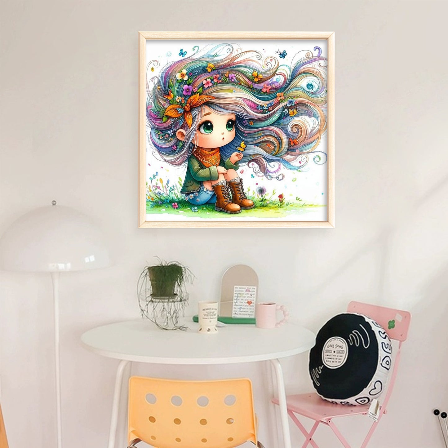Whimsical Girl - Full 11CT Stamped Cross Stitch 40x40CM - Yishu