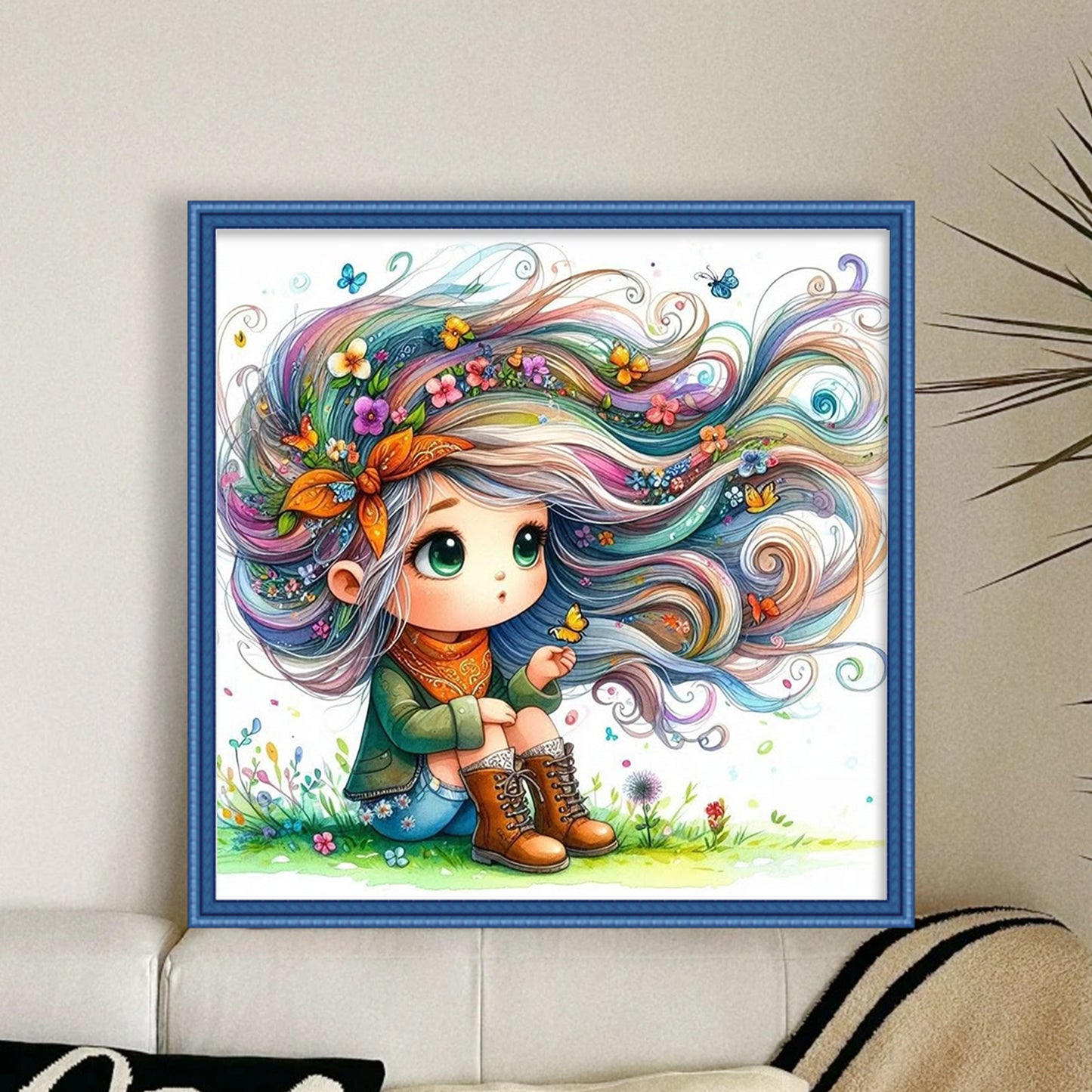 Whimsical Girl - Full 11CT Stamped Cross Stitch 40x40CM - Yishu