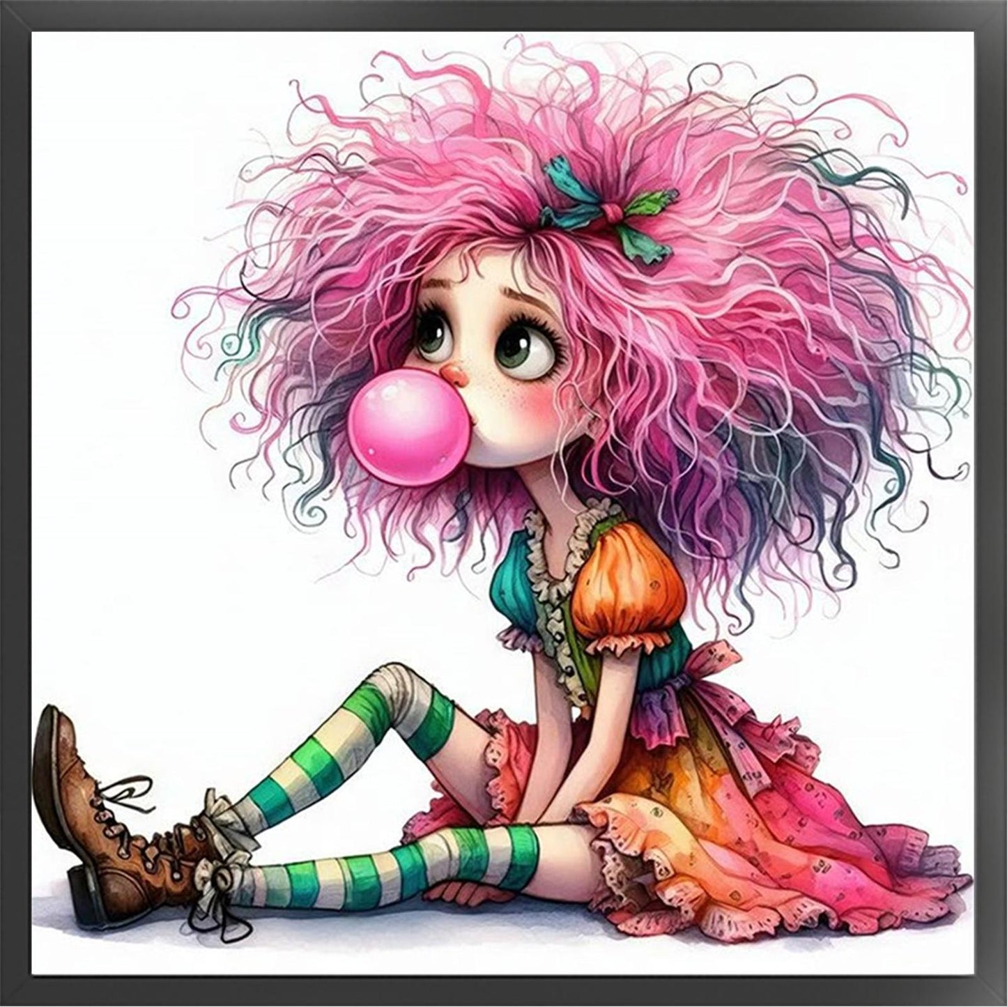 Whimsical Girl - Full 11CT Stamped Cross Stitch 40x40CM - Yishu
