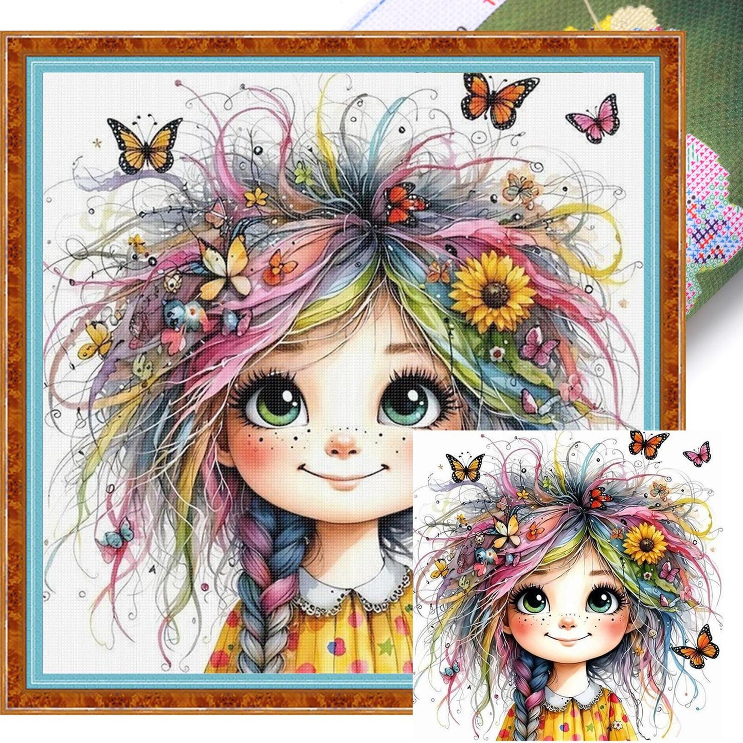 Whimsical Girl - Full 11CT Stamped Cross Stitch 40x40CM - Yishu