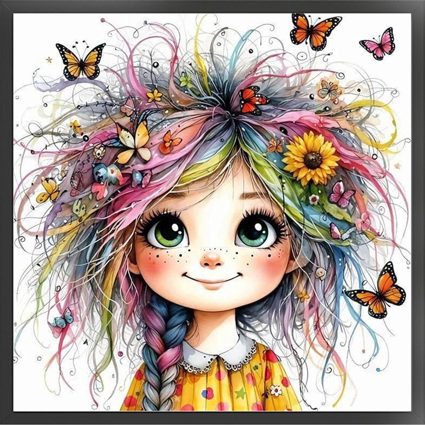 Whimsical Girl - Full 11CT Stamped Cross Stitch 40x40CM - Yishu
