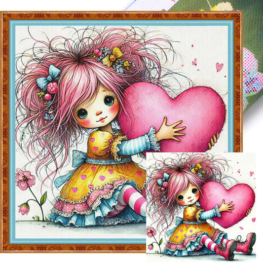 Whimsical Girl - Full 11CT Stamped Cross Stitch 40x40CM - Yishu