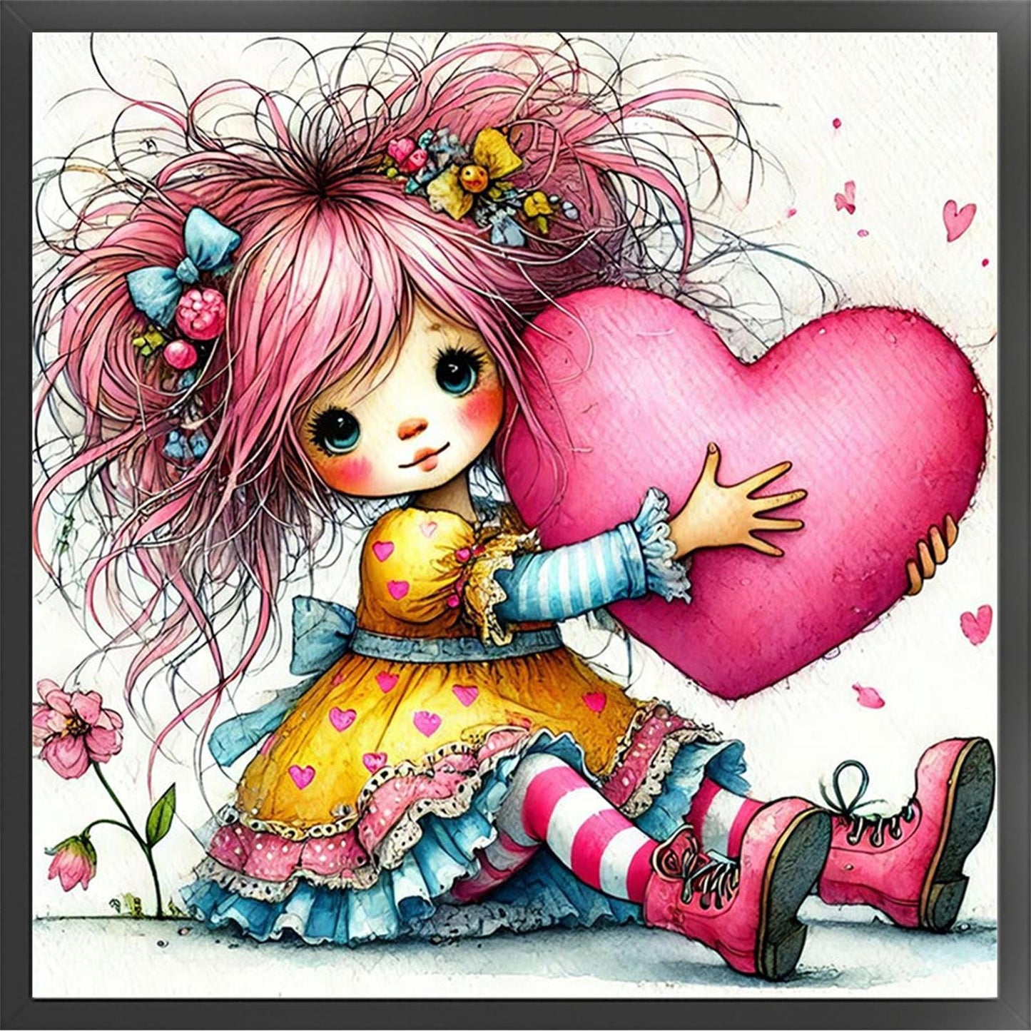 Whimsical Girl - Full 11CT Stamped Cross Stitch 40x40CM - Yishu