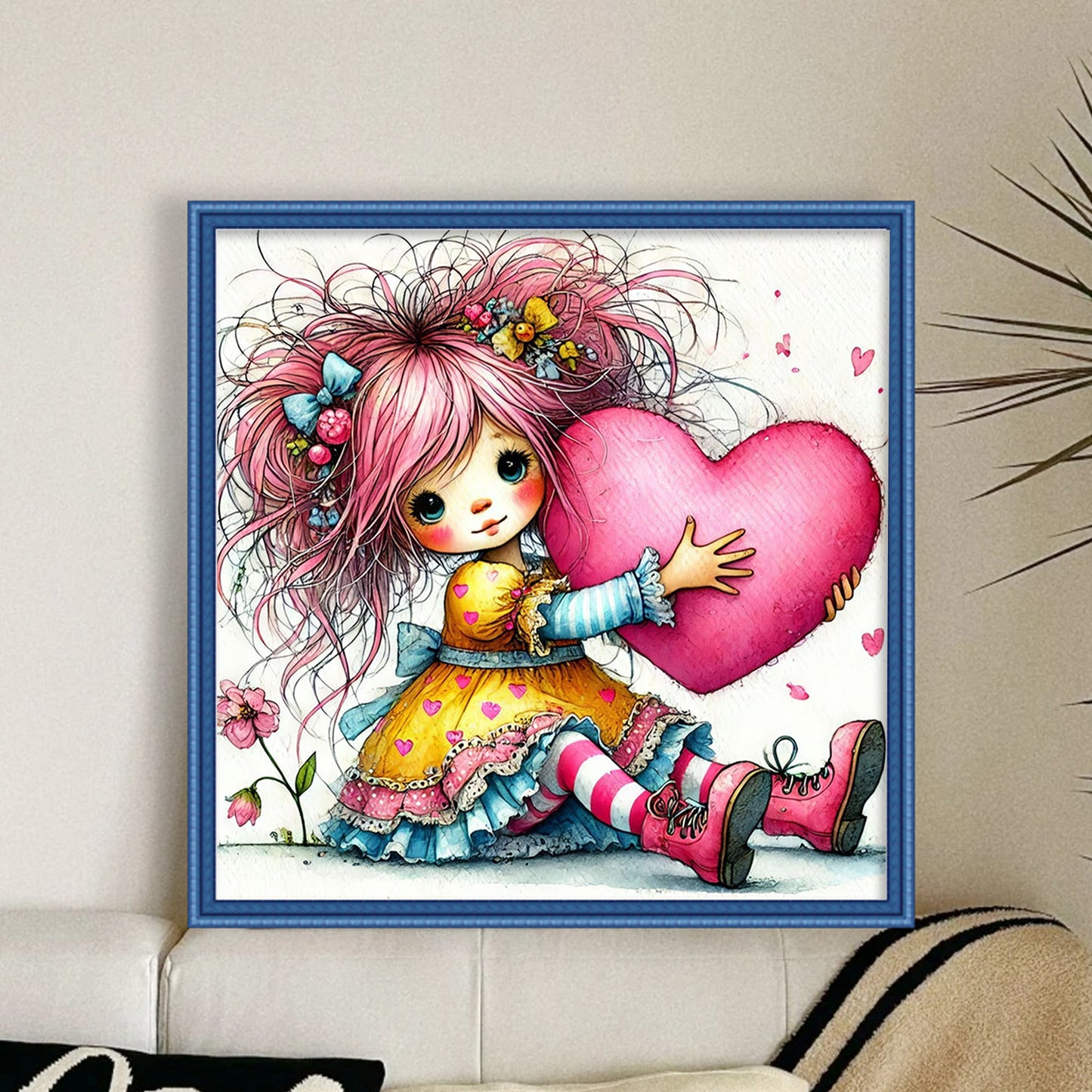 Whimsical Girl - Full 11CT Stamped Cross Stitch 40x40CM - Yishu