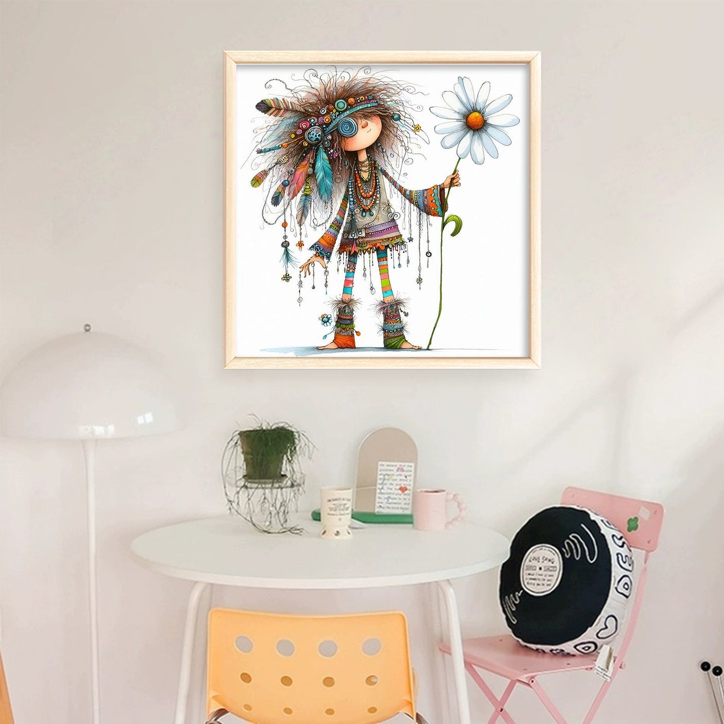 Indian Whimsical Girl - Full 11CT Stamped Cross Stitch 40x40CM - Yishu