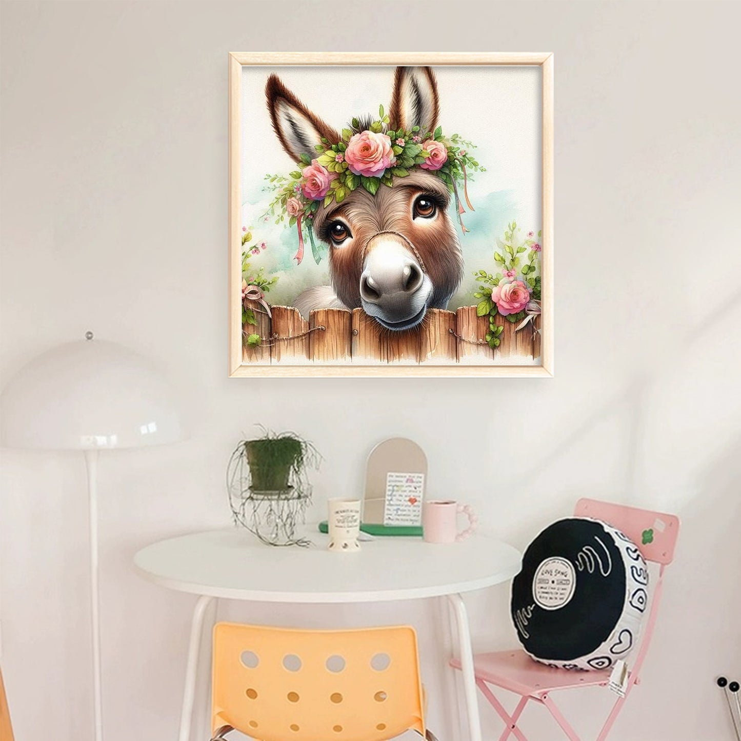 Flower & Grass Donkey - Full 11CT Stamped Cross Stitch 40x40CM - Huacan