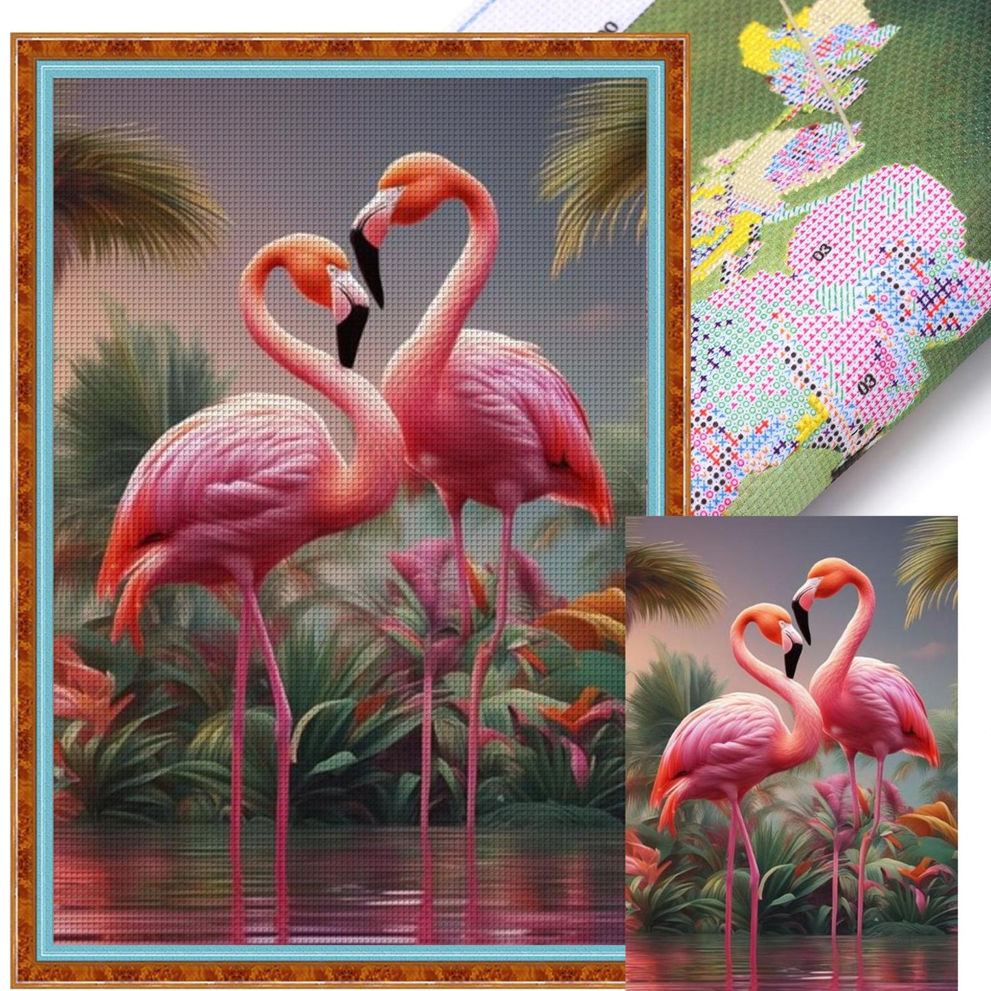 Flamingo - Full 11CT Stamped Cross Stitch 40x60CM - Yishu