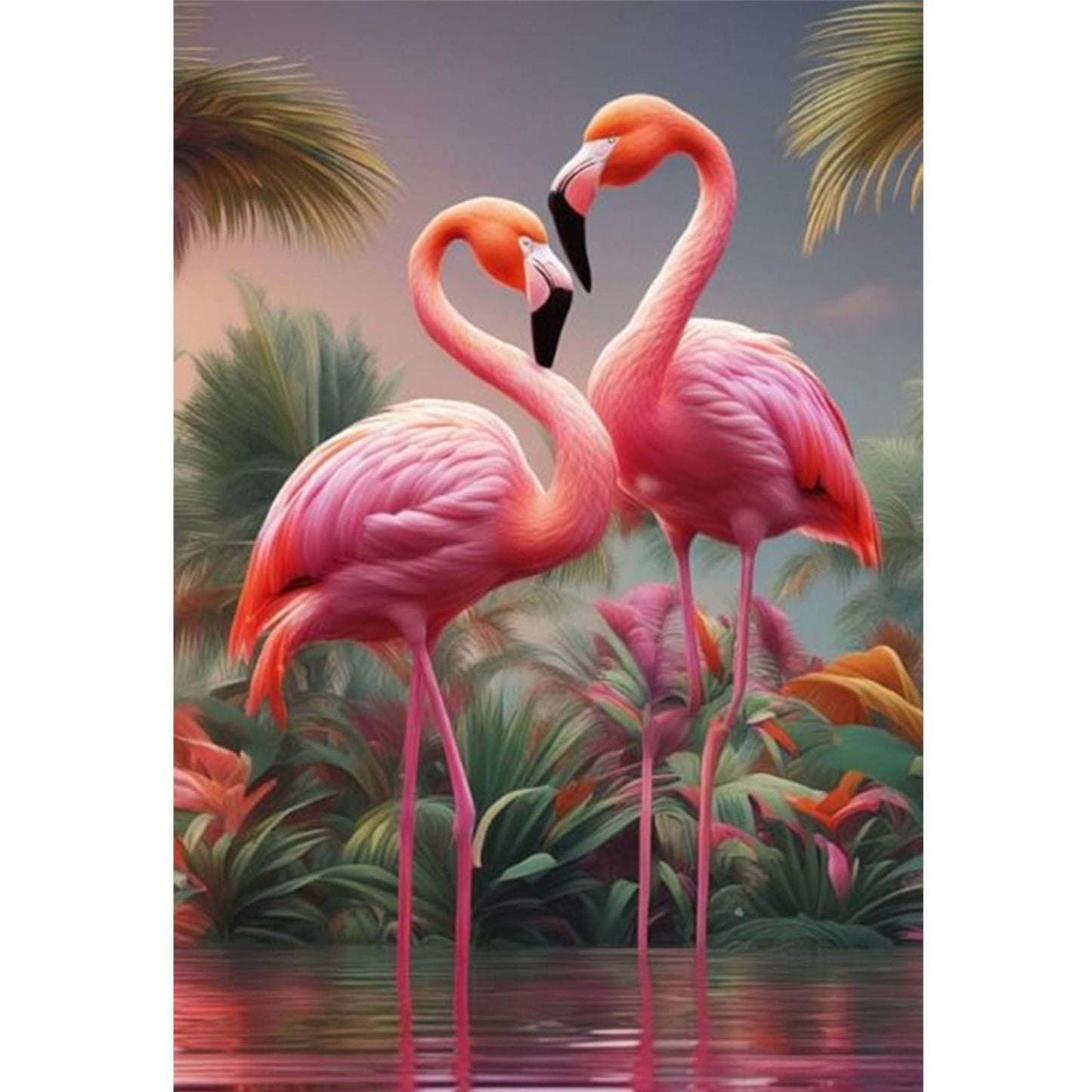 Flamingo - Full 11CT Stamped Cross Stitch 40x60CM - Yishu