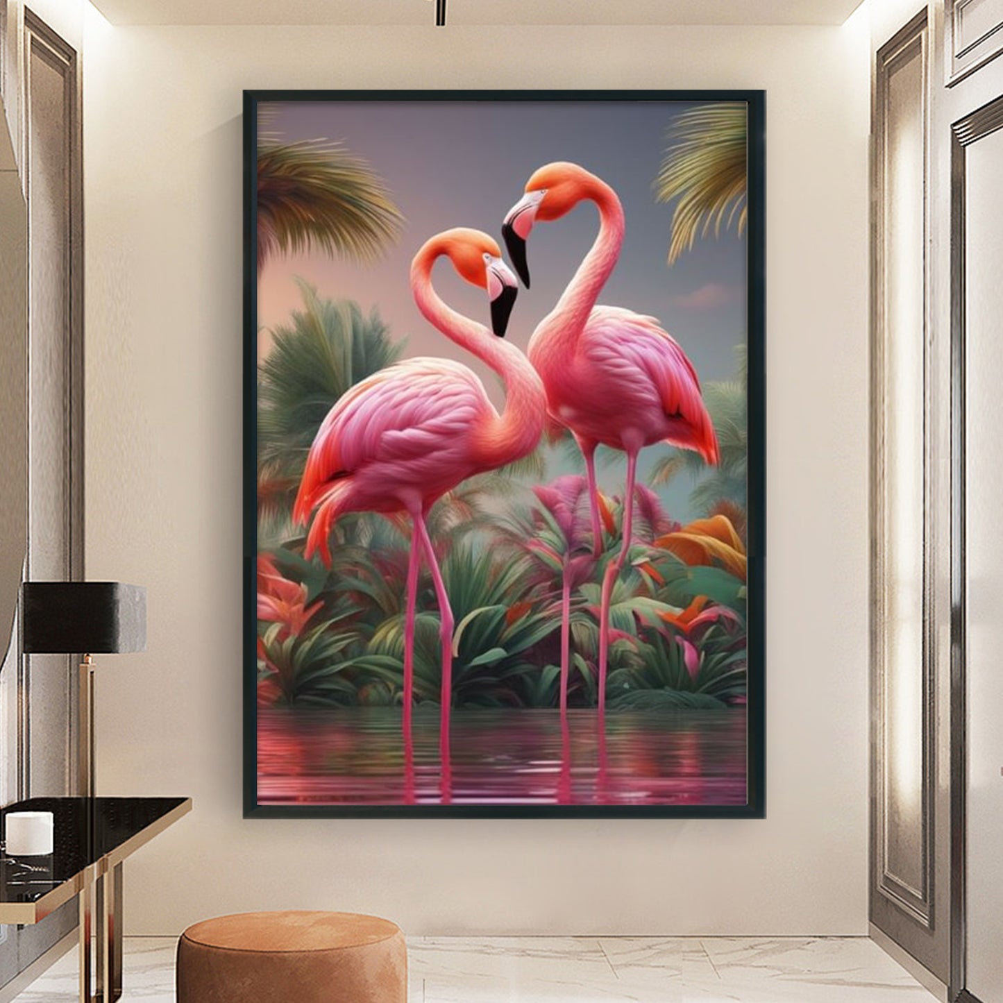 Flamingo - Full 11CT Stamped Cross Stitch 40x60CM - Yishu